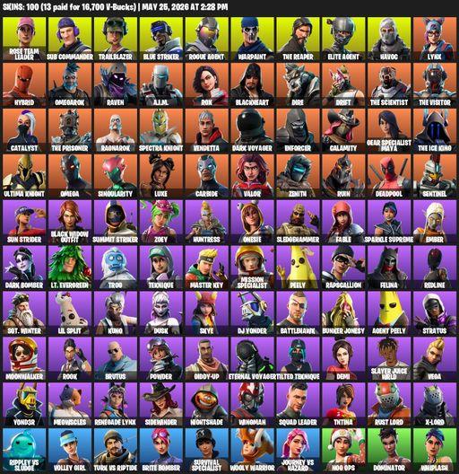 [PC/XBOX] | 100 skins | Take The L | OG STW | The Reaper | Elite Agent | Omega | Rose Team Leader | Sub Commander | Trailblazer | Blue Striker | Full Access