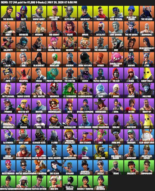 [PC/XBOX] | 117 skins | Leviathan Axe | Take The L | OG STW | The Reaper | Elite Agent | Omega | Blitz | Rogue Agent | Rose Team Leader | Warpaint | Full Access