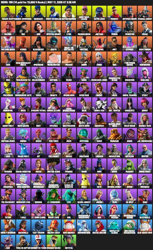 [PC/XBOX] | 155 skins | OG STW | Travis Scott | Carbon Commando | Warpaint | Point Patroller | Royale Bomber | Rose Team Leader | Astro Jack | Prodigy | Full Access