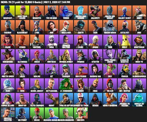 [PC/PSN] | 76 skins | 1700 V-bucks | Merry Mint Axe | OG STW | Warpaint | Rose Team Leader | Vendetta | The Ice King | Fusion | Frozen Love Ranger | Full Access