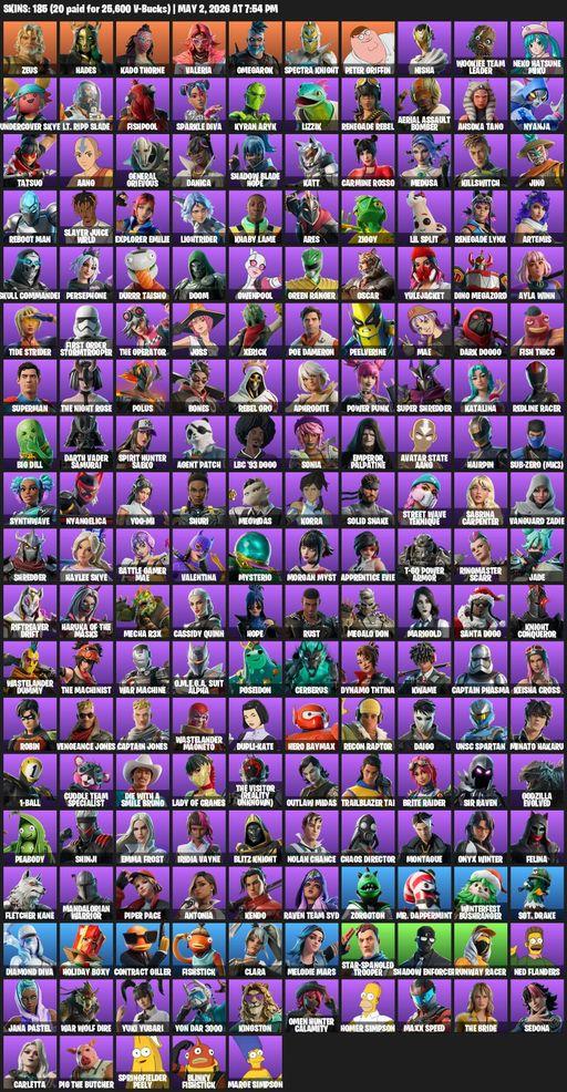 [PC] | 185 skins | Zeus | Hades | Kado Thorne | Valeria | Omegarok | Spectra Knight | Peter Griffin | Nisha | Wookiee Team Leader | Neko Hatsune Miku | Full Access
