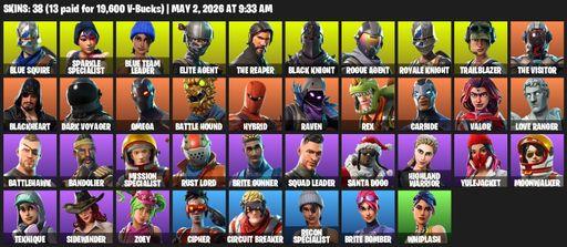 [PC/PSN/XBOX] | 38 skins | 900 V-bucks | Take The L | Floss | Black Knight | Sparkle Specialist | Royale Knight | The Reaper | Elite Agent | Full Access