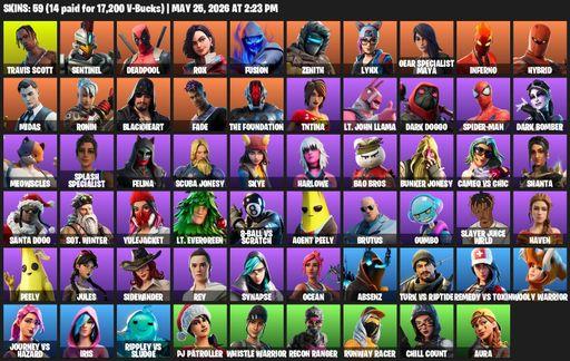 [PC/XBOX] | 59 skins | Travis Scott | Sentinel | Deadpool | Rox | Fusion | Zenith | Lynx | Gear Specialist Maya | Inferno | Hybrid | Midas | Ronin | Full Access