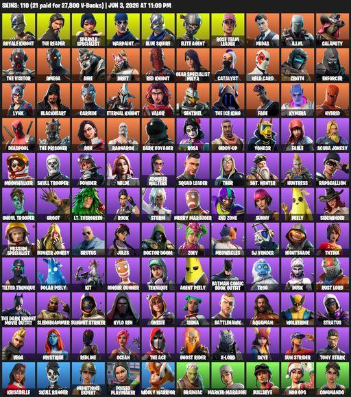 [PC/PSN/XBOX] | 110 skins | 1100 V-bucks | Floss | Take The L | OG STW | Sparkle Specialist | Royale Knight | The Reaper | Elite Agent | Blue Squire | Full Access