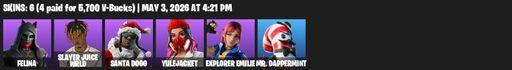 [PC/PSN/XBOX] | 6 skins | Felina | Slayer Juice WRLD | Santa Dogg | Yulejacket | Explorer Emilie | Mr. Dappermint | Epic Blade of Floof | Full Access