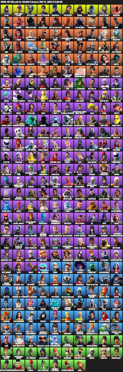 [PC/PSN/XBOX] | 297 skins | Merry Mint Axe | Leviathan Axe | Take The L | OG STW | IKONIK | The Reaper | Elite Agent | Omega | Lara Croft | Glow | Full Access