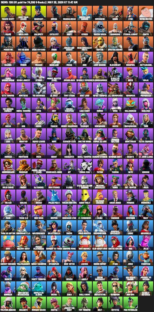 [PC/PSN/XBOX] | 199 skins | Leviathan Axe | Take The L | OG STW | Travis Scott | Omega | Lara Croft | Rose Team Leader | Warpaint | Mandalorian | Full Access