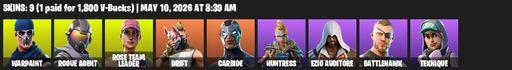 [PC/PSN/XBOX] | 9 skins | OG STW | Warpaint | Rogue Agent | Rose Team Leader | Drift | Carbide | Huntress | Ezio Auditore | Battlehawk | Teknique | Full Access