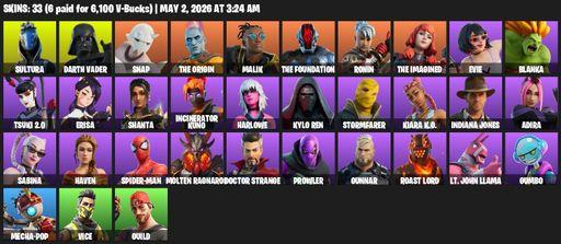 [PC/XBOX] | 33 skins | Sultura | Darth Vader | Snap | The Origin | Malik | The Foundation | Ronin | The Imagined | Evie | Blanka | Tsuki 2.0 | Erisa | Full Access