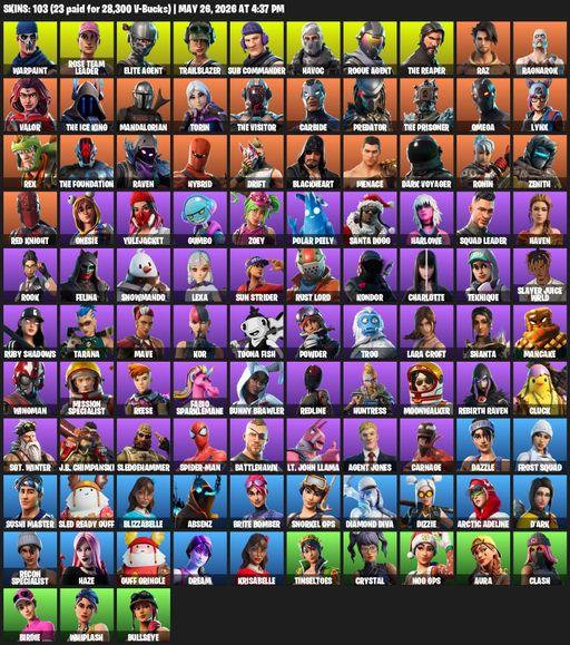 [PC/PSN] | 103 skins | Take The L | OG STW | The Reaper | Elite Agent | Omega | Lara Croft | Warpaint | Rose Team Leader | Trailblazer | Sub Commander | Full Access