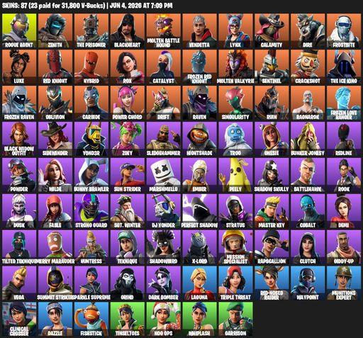 [PC/PSN/XBOX] | 87 skins | Rogue Agent | Zenith | The Prisoner | Blackheart | Molten Battle Hound | Vendetta | Lynx | Calamity | Dire | Frostbite | Full Access