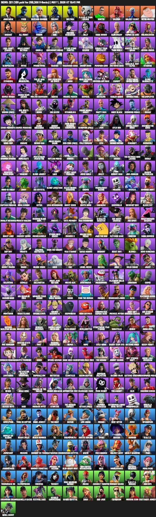 [PC/PSN/XBOX] | 321 skins | John Wick | Fixer | Blizzard Bomber | Trilogy | Sultura | P.A.N.D.A Team Leader | Hunter | Valeria | Galaxy Scout | Full Access