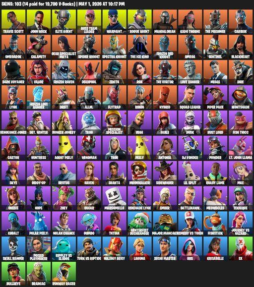 [PC/PSN] | 103 skins | Take The L | OG STW | Travis Scott | Elite Agent | Omega | John Wick | Rose Team Leader | Warpaint | Rogue Agent | Mandalorian | Full Access
