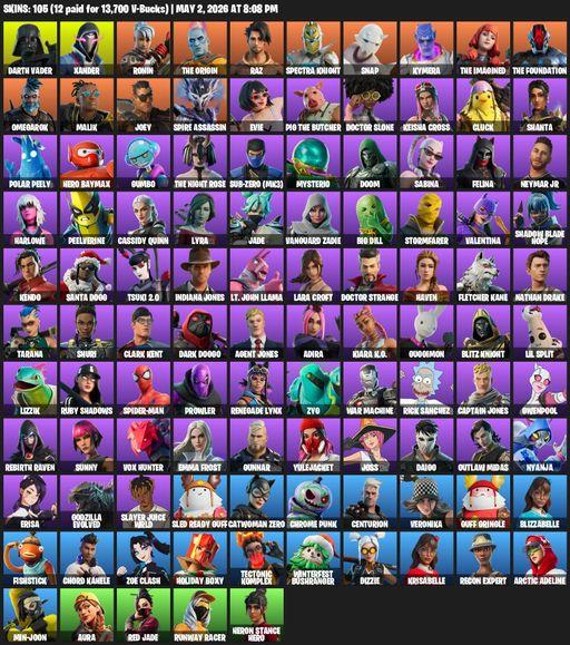 [PC/PSN/XBOX] | 105 skins | Lara Croft | Reaper Axe | Darth Vader | Xander | Ronin | The Origin | Raz | Spectra Knight | Snap | Kymera | The Imagined | Full Access