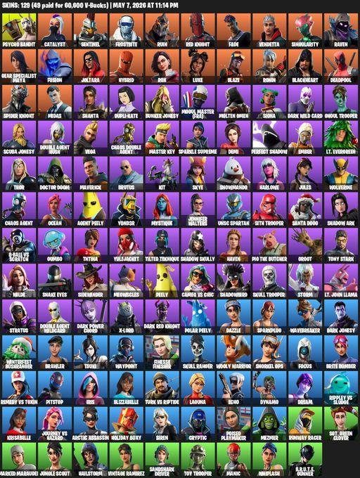 [PC/PSN/XBOX] | 129 skins | Merry Mint Axe | Leviathan Axe | Psycho Bandit | Catalyst | Sentinel | Frostbite | Ruin | Red Knight | Fade | Vendetta | Full Access