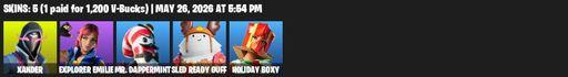 [PC/PSN/XBOX] | 5 skins | 800 V-bucks | Xander | Explorer Emilie | Mr. Dappermint | Sled Ready Guff | Holiday Boxy | Spellwork Scimitar | Full Access