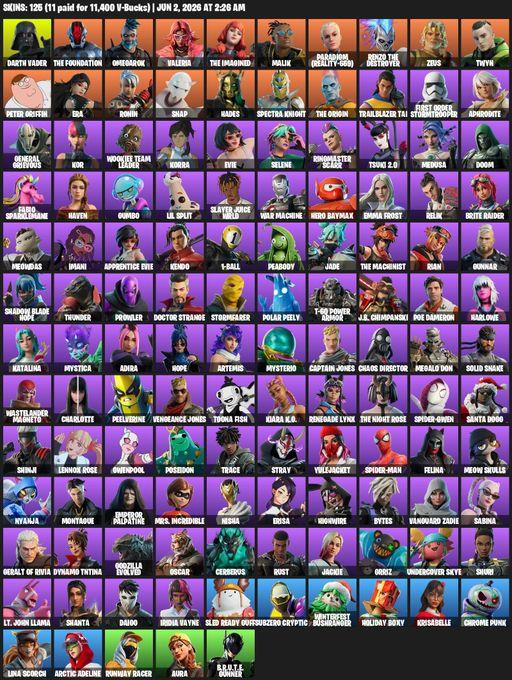 [PC/XBOX] | 125 skins | Reaper Axe | Darth Vader | The Foundation | Omegarok | Valeria | The Imagined | Malik | Paradigm (Reality-659) | Full Access