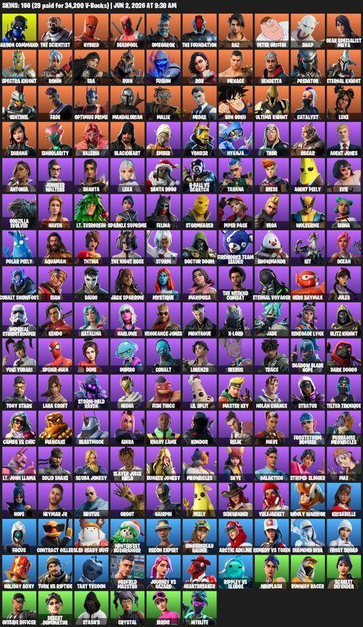 [PC/XBOX] | 166 skins | Lara Croft | Reaper Axe | Carbon Commando | The Scientist | Hybrid | Deadpool | Omegarok | The Foundation | Raz | Full Access