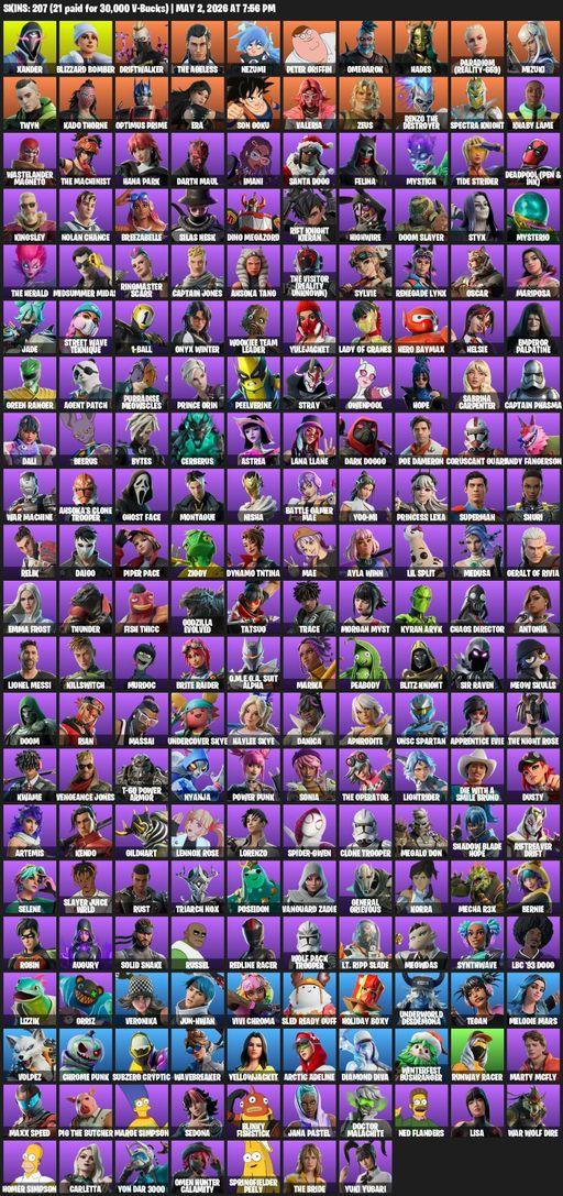 [PC/XBOX] | 207 skins | Xander | Blizzard Bomber | Driftwalker | The Ageless | Nezumi | Peter Griffin | Omegarok | Hades | Paradigm (Reality-659) | Full Access