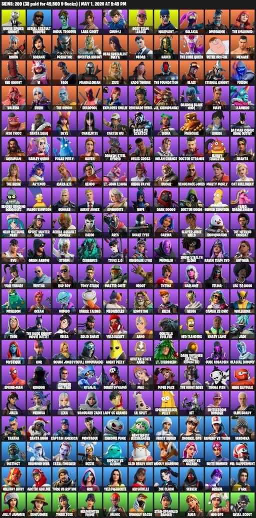 [PC/PSN/XBOX] | 200 skins | OG STW | Aerial Assault Trooper | Lara Croft | Rogue Spider Knight | Ghoul Trooper | Chun-Li | Rose Team Leader | Warpaint | Full Access