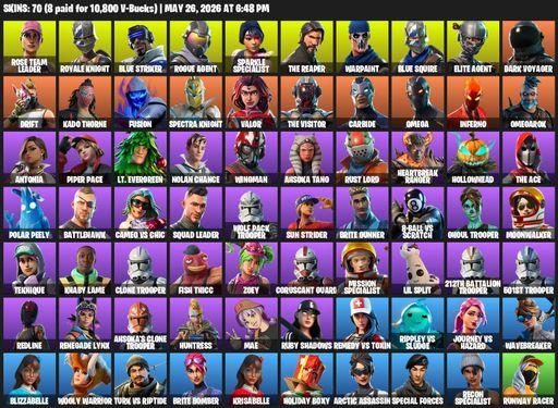 [PC/PSN/XBOX] | 70 skins | 3150 V-bucks | Floss | Take The L | OG STW | Sparkle Specialist | Royale Knight | The Reaper | Elite Agent | Blue Squire | Full Access
