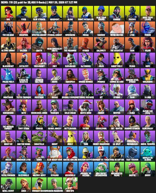 [PC/XBOX] | 115 skins | 1000 V-bucks | OG STW | Rue | Fixer | Blue Striker | Warpaint | Glow | Point Patroller | Blue Team Leader | Xander | Trilogy | Full Access