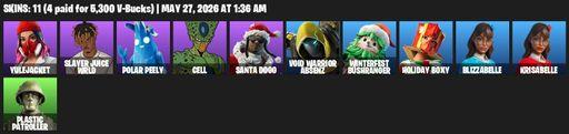 [PC/PSN/XBOX] | 11 skins | Yulejacket | Slayer Juice WRLD | Polar Peely | Cell | Santa Dogg | Void Warrior Absenz | Winterfest Bushranger | Full Access