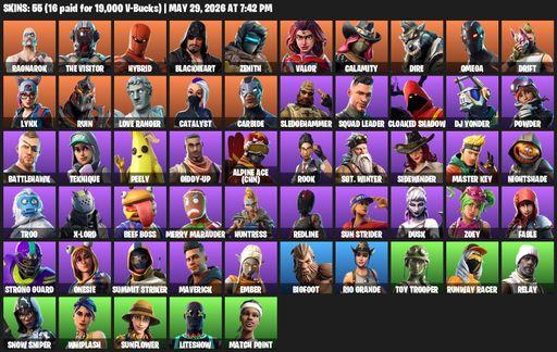 [PC/XBOX] | 55 skins | Omega | Ragnarok | The Visitor | Hybrid | Blackheart | Zenith | Valor | Calamity | Dire | Drift | Lynx | Ruin | Love Ranger | Full Access