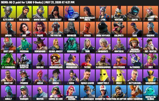 [PC/PSN] | 60 skins | Take The L | The Reaper | Elite Agent | Omega | Rogue Agent | Blackheart | Fusion | Gear Specialist Maya | Lynx | Sentinel | Full Access