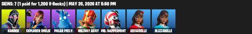 [PC/PSN/XBOX] | 7 skins | Xander | Explorer Emilie | Polar Peely | Holiday Boxy | Mr. Dappermint | Krisabelle | Blizzabelle | Octane Whomper | Full Access