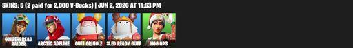[PC/PSN/XBOX] | 5 skins | Gingerbread Raider | Arctic Adeline | Guff Gringle | Sled Ready Guff | Nog Ops | The Destroyer's Destroyer | Dumbbell Driver | Full Access