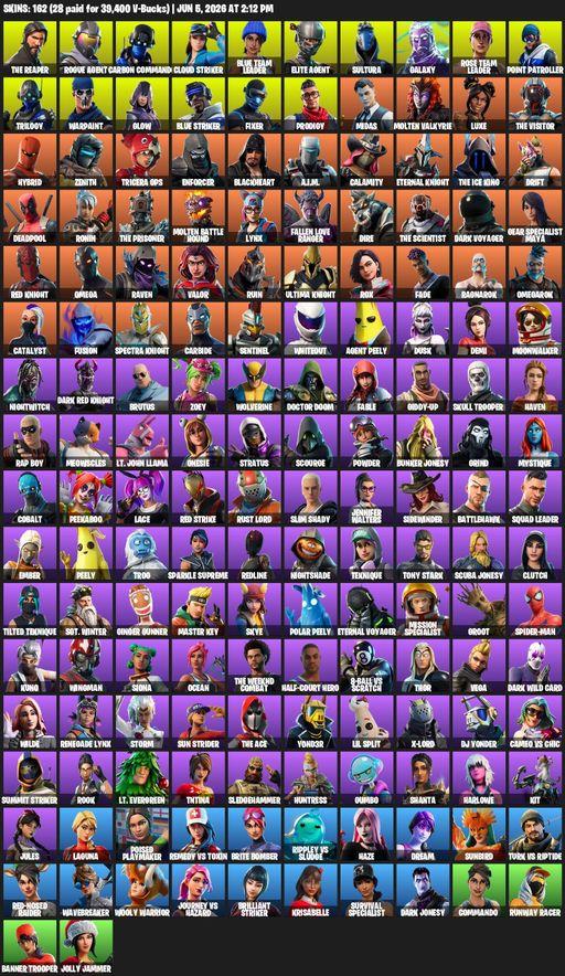 [PC/XBOX] | 162 skins | Take The L | OG STW | Galaxy | The Reaper | Elite Agent | Omega | Rogue Agent | Carbon Commando | Cloud Striker | Full Access