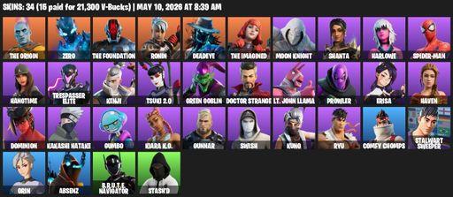 [PC/PSN/XBOX] | 34 skins | The Origin | Zero | The Foundation | Ronin | Deadeye | The Imagined | Moon Knight | Shanta | Harlowe | Spider-Man | Full Access