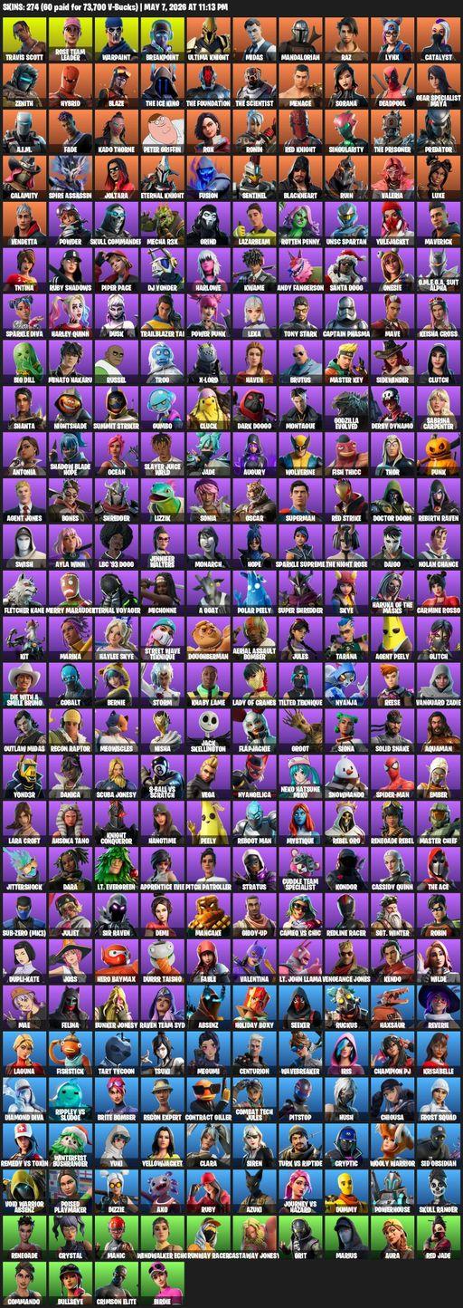 [PC/PSN/XBOX] | 274 skins | 2750 V-bucks | OG STW | Travis Scott | Lara Croft | Rose Team Leader | Warpaint | Breakpoint | Ultima Knight | Midas | Full Access