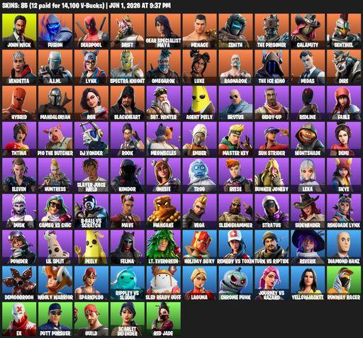 [PC/XBOX] | 85 skins | John Wick | Fusion | Deadpool | Drift | Gear Specialist Maya | Menace | Zenith | The Prisoner | Calamity | Sentinel | Vendetta | Full Access