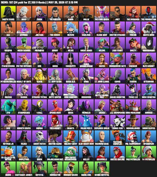 [PC/XBOX] | 107 skins | Leviathan Axe | Lara Croft | Darth Vader | Snap | Torin | The Ageless | Ronin | Malik | The Cube Queen | Joey | The Imagined | Full Access