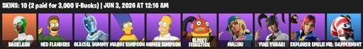 [PC/PSN/XBOX] | 10 skins | Backlash | Ned Flanders | Glacial Dummy | Marge Simpson | Homer Simpson | Blinky Fishstick | Malibu | Yuki Yubari | Full Access