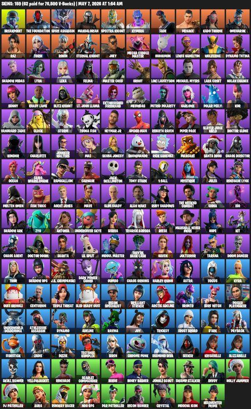 [PC/PSN] | 159 skins | Lara Croft | Breakpoint | The Foundation | Spire Assassin | Mandalorian | Spectra Knight | Kymera | Fade | Menace | Kado Thorne | Full Access