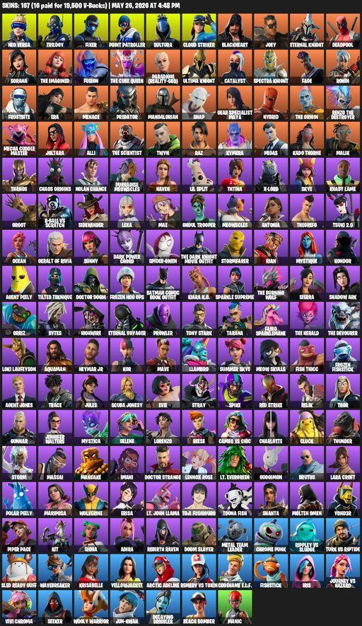 [PC/XBOX] | 167 skins | Lara Croft | Reaper Axe | Neo Versa | Trilogy | Fixer | Point Patroller | Sultura | Cloud Striker | Blackheart | Joey | Full Access