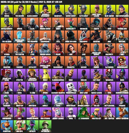 [PC/PSN] | 94 skins | Take The L | Floss | OG STW | Black Knight | Sparkle Specialist | Royale Knight | The Reaper | Elite Agent | Blue Squire | Omega | Full Access