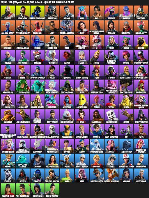 [PC/PSN/XBOX] | 124 skins | Leviathan Axe | Lara Croft | Kratos | John Wick | Carbon Commando | Predator | Midas | Alli | Raz | Galaxia | Kymera | Full Access
