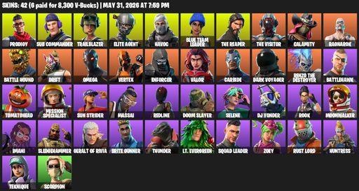 [PC/XBOX] | 42 skins | Take The L | The Reaper | Elite Agent | Omega | Prodigy | Sub Commander | Trailblazer | Havoc | Blue Team Leader | The Visitor | Full Access