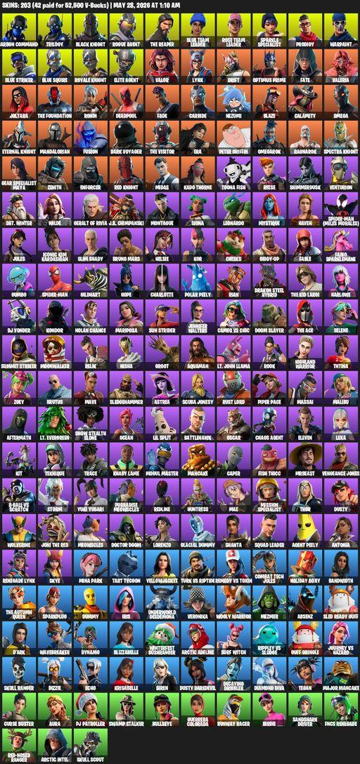 [PC/PSN/XBOX] | 203 skins | Leviathan Axe | Take The L | Floss | OG STW | Black Knight | Sparkle Specialist | Royale Knight | The Reaper | Elite Agent | Full Access