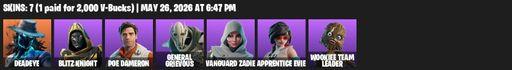 [PC/XBOX] | 7 skins | Deadeye | Blitz Knight | Poe Dameron | General Grievous | Vanguard Zadie | Apprentice Evie | Wookiee Team Leader | Full Access