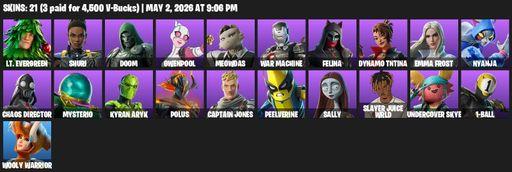 [PC/PSN] | 21 skins | Lt. Evergreen | Shuri | Doom | Gwenpool | Meowdas | War Machine | Felina | Dynamo TNTina | Emma Frost | Nyanja | Chaos Director | Full Access