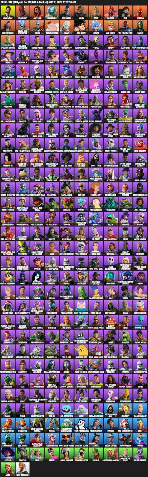 [PC/PSN/XBOX] | 312 skins | John Wick | Red Knight | Joltara | Leviathan | Omegarok | Malik | Zeus | Valeria | Era | Inferno | Kado Thorne | Full Access