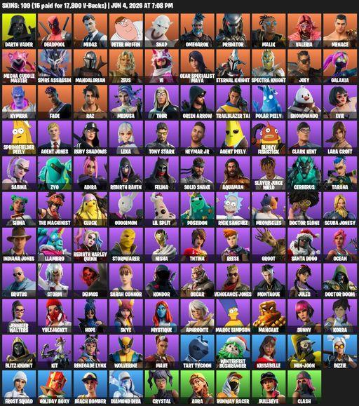 [PC/XBOX] | 109 skins | Lara Croft | Darth Vader | Deadpool | Midas | Peter Griffin | Snap | Omegarok | Predator | Malik | Valeria | Menace | Full Access