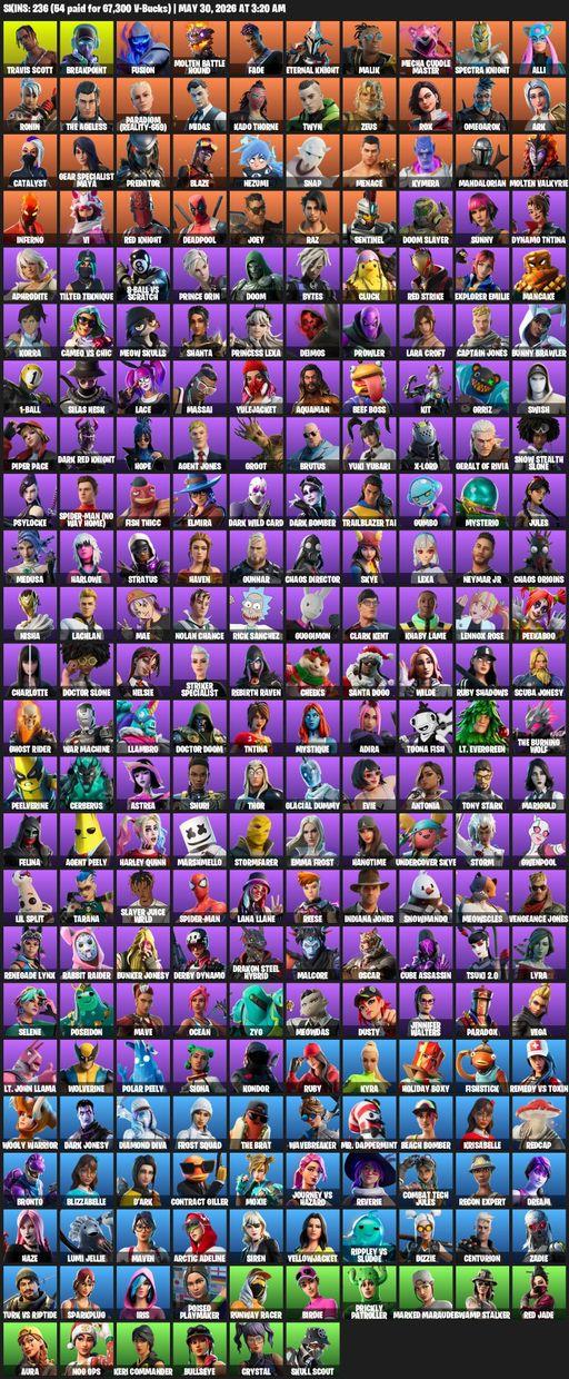 [PC/XBOX] | 236 skins | Travis Scott | Lara Croft | Breakpoint | Fusion | Molten Battle Hound | Fade | Eternal Knight | Malik | Mecha Cuddle Master | Full Access