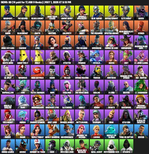 [PC/PSN/XBOX] | 99 skins | Take The L | Floss | OG STW | Black Knight | Sparkle Specialist | Royale Knight | The Reaper | Elite Agent | Blue Squire | Full Access