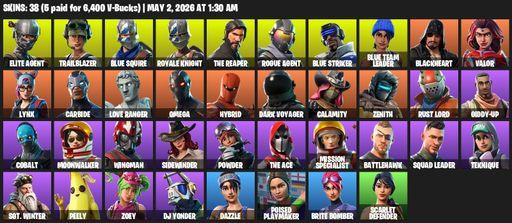 [PC/PSN/XBOX] | 38 skins | Take The L | Royale Knight | The Reaper | Elite Agent | Blue Squire | Omega | Trailblazer | Rogue Agent | Blue Striker | Full Access